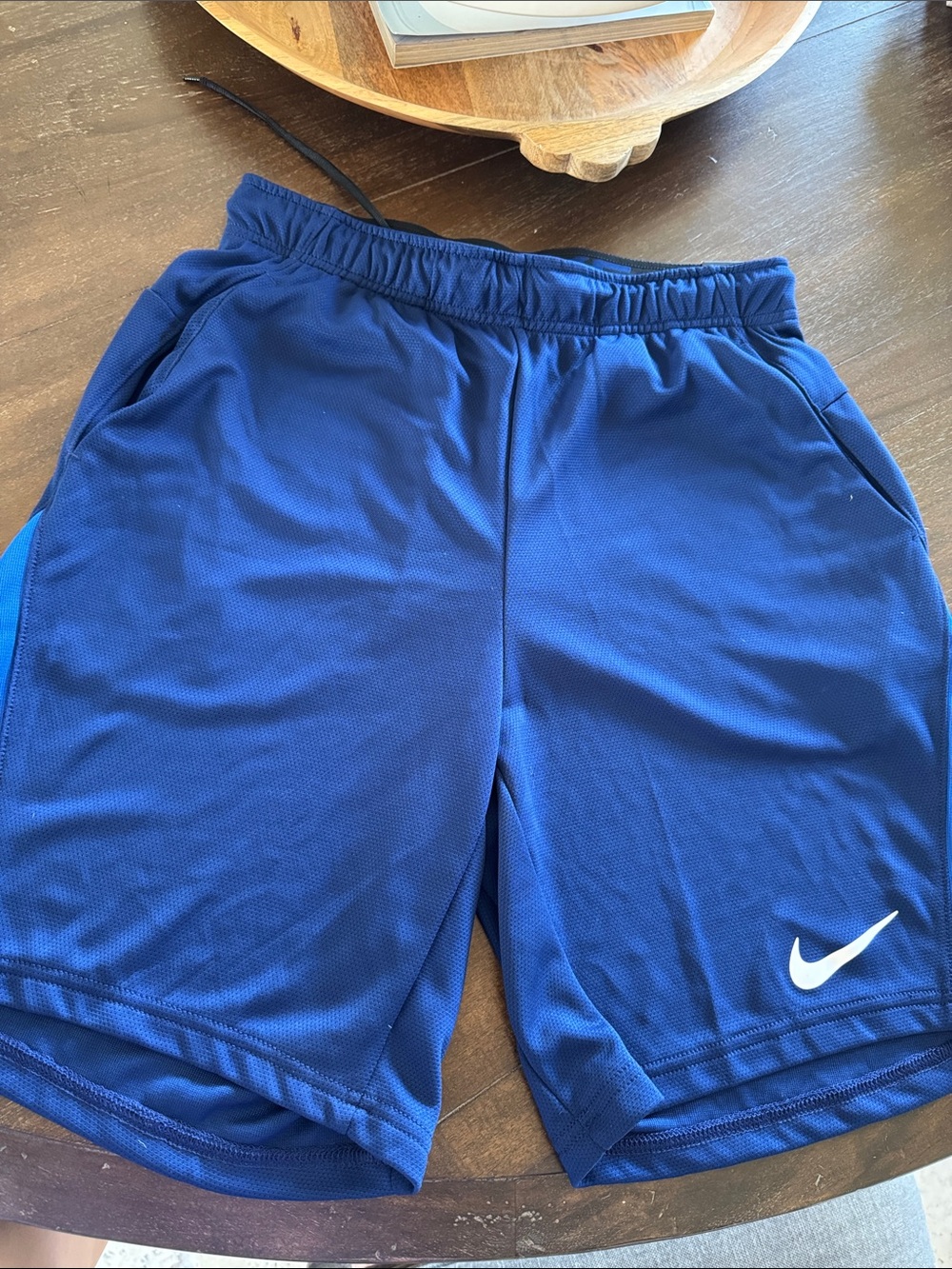 Nike Blue Athletic Shorts with White Swoosh